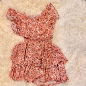 Jessica Simpson Coral Floral Ruffle Tiered Romper